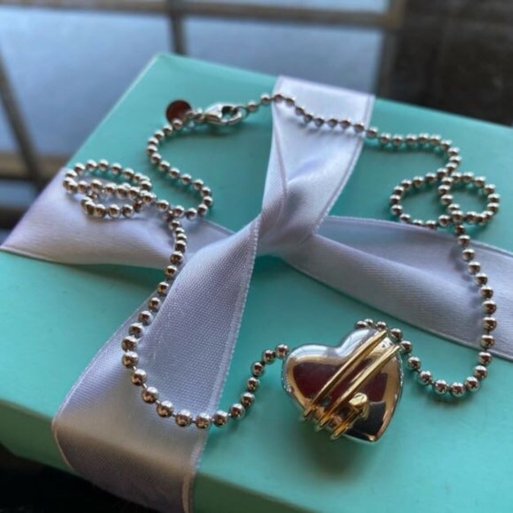 Tiffany & Co Sliver / 18K Gold Heart Necklace 18”